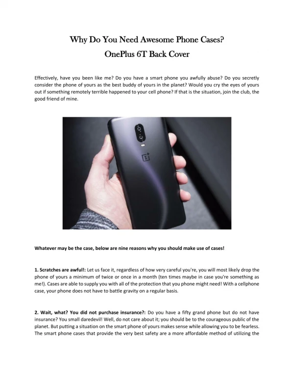 OnePlus 6T Back Cover