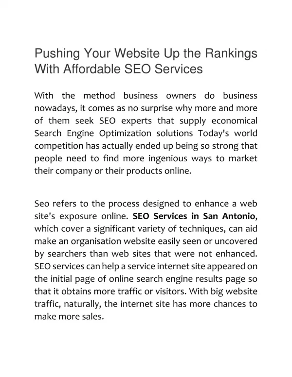 Pushing Your Website Up the Rankings With Affordable SEO Services