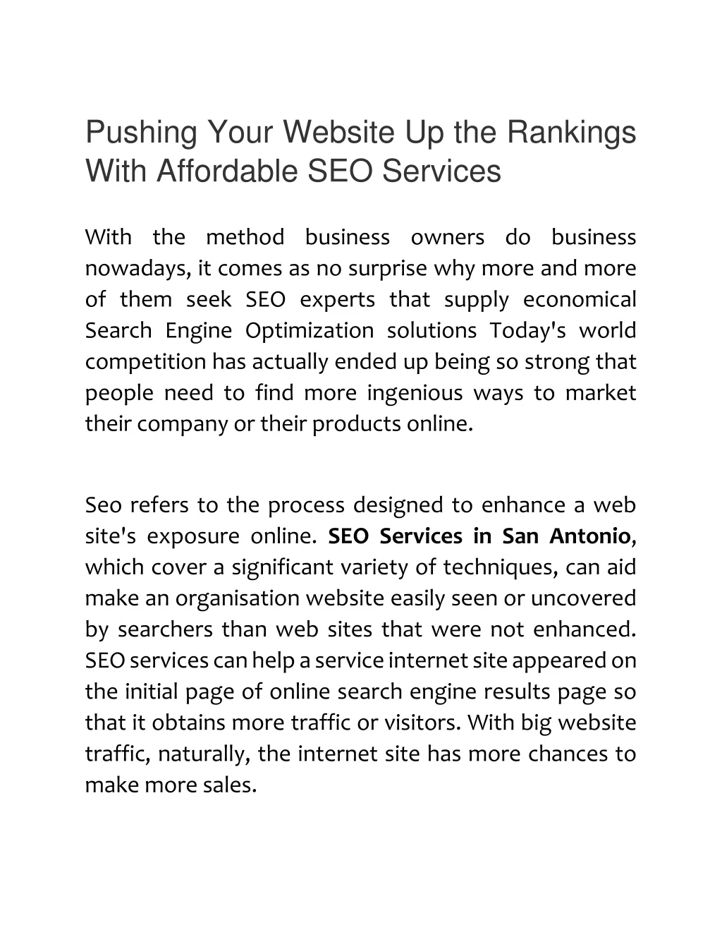 pushing your website up the rankings with