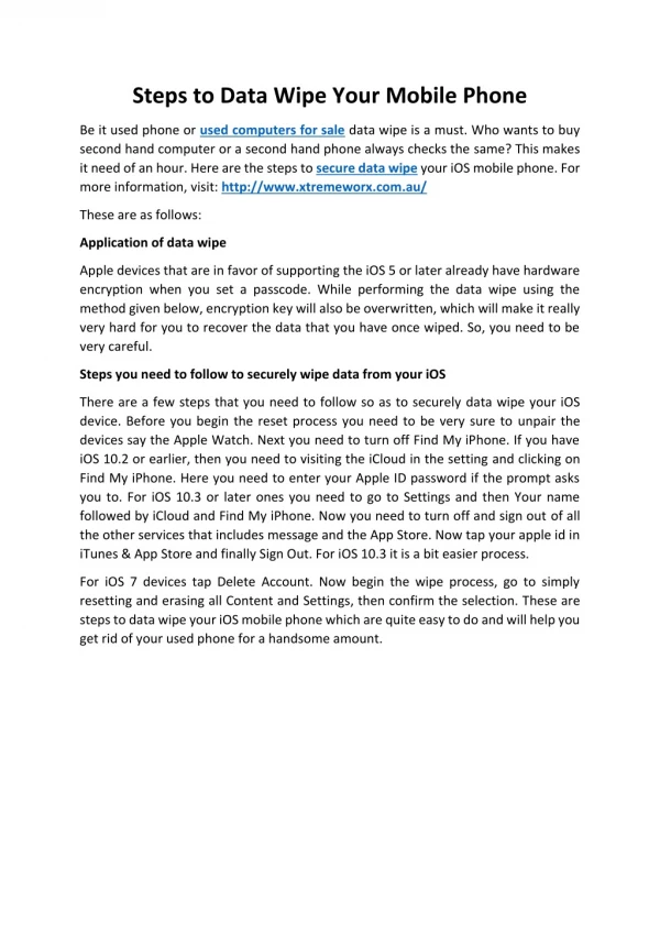 Steps to Data Wipe Your Mobile Phone