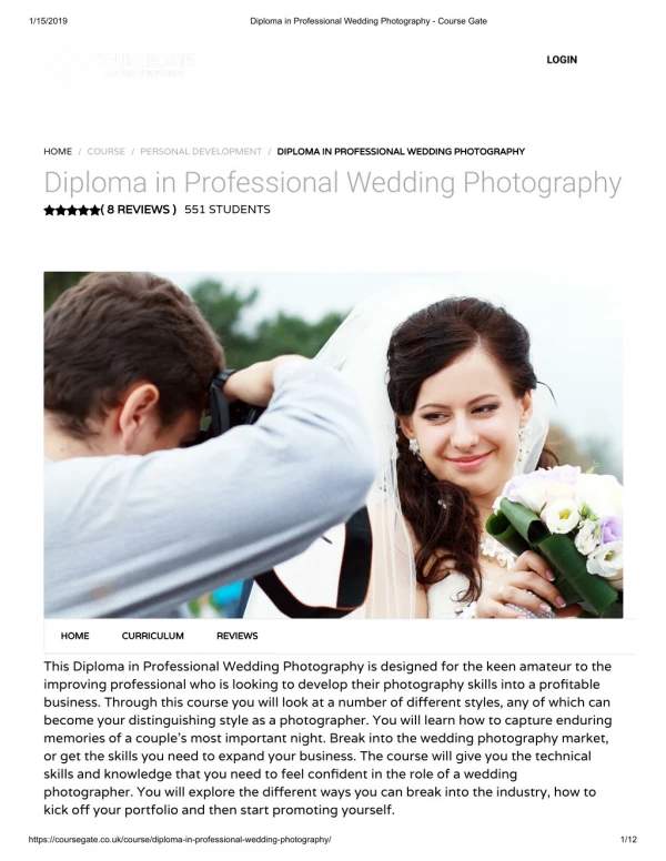 Diploma in Professional Wedding Photography - Course Gate