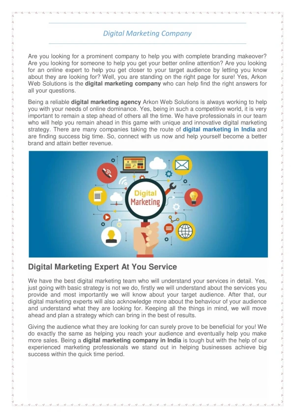 Digital Marketing Company in India - Arkon Web Solutions