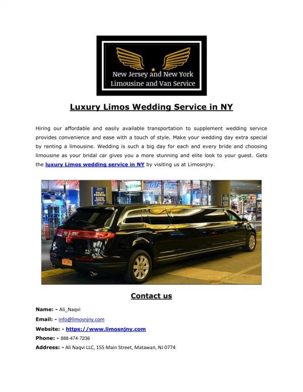 Luxury Limos Wedding Service in NY