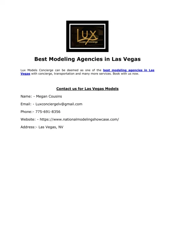 Best Modeling Agencies in Las Vegas