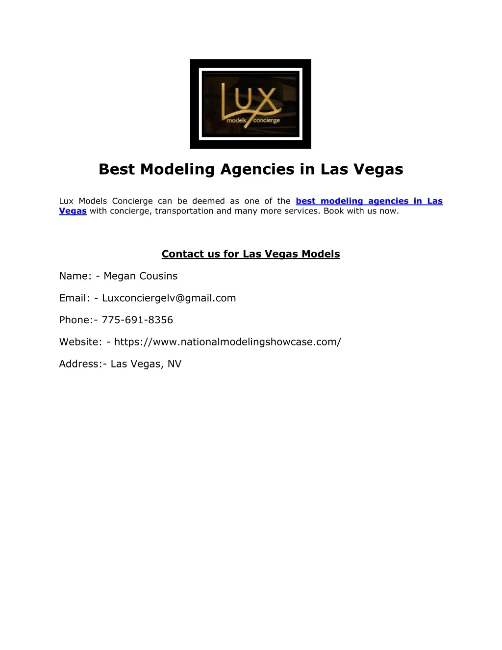 best modeling agencies in las vegas lux models