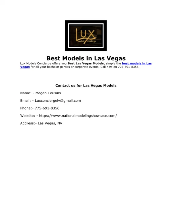 Las Vegas Models: Best Models in Las Vegas