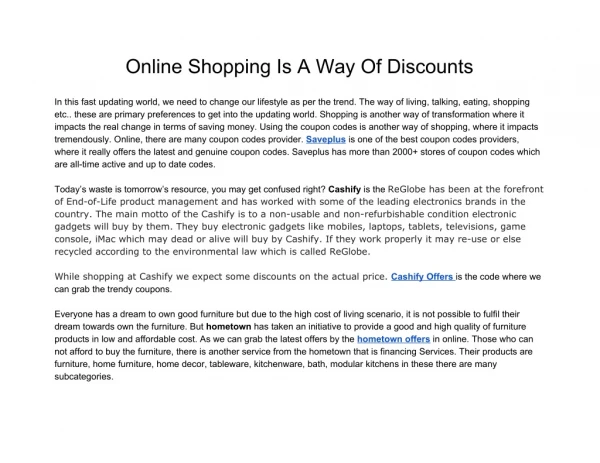 online shopping is a way of discounts