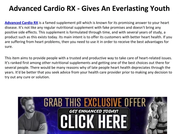 Advanced Cardio RX - Keep Heart Diseases And Stroked Trapped