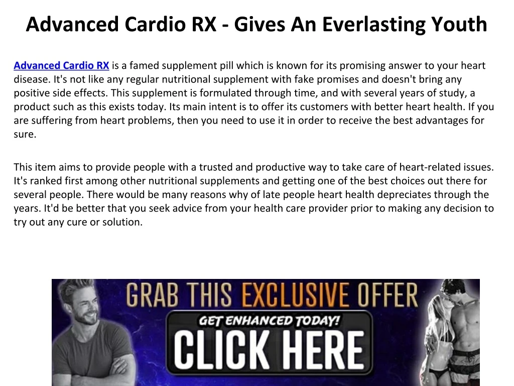 advanced cardio rx gives an everlasting youth