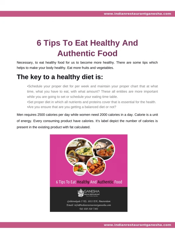 6 Tips To Eat Healthy And Authentic Food