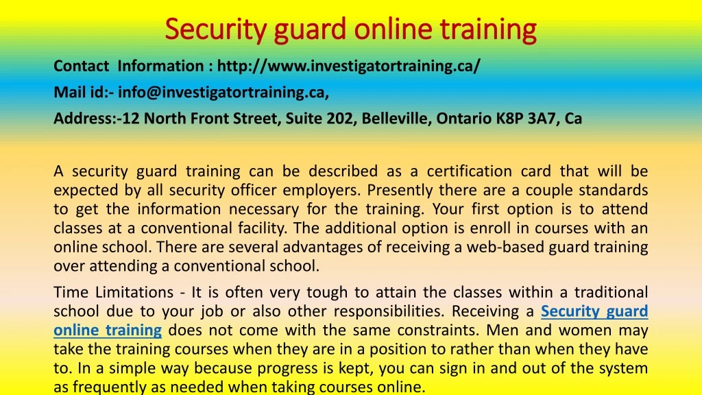 security guard online training