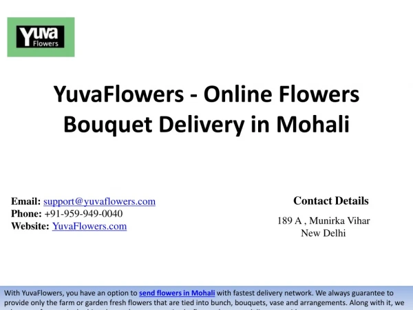 YuvaFlowers - Online Flowers Bouquet Delivery in Mohali
