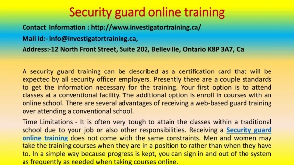 Getting Your Online Security Guard Training