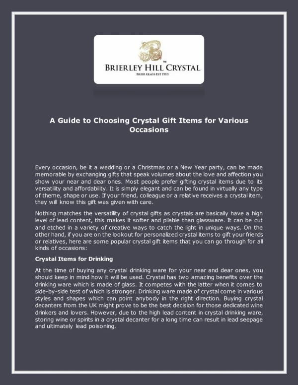 A Guide to Choosing Crystal Gift Items for Various Occasions