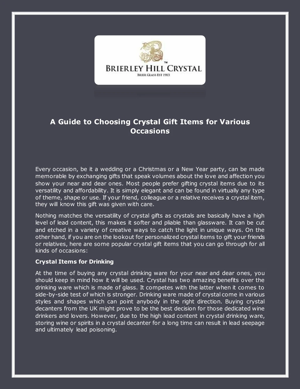 a guide to choosing crystal gift items