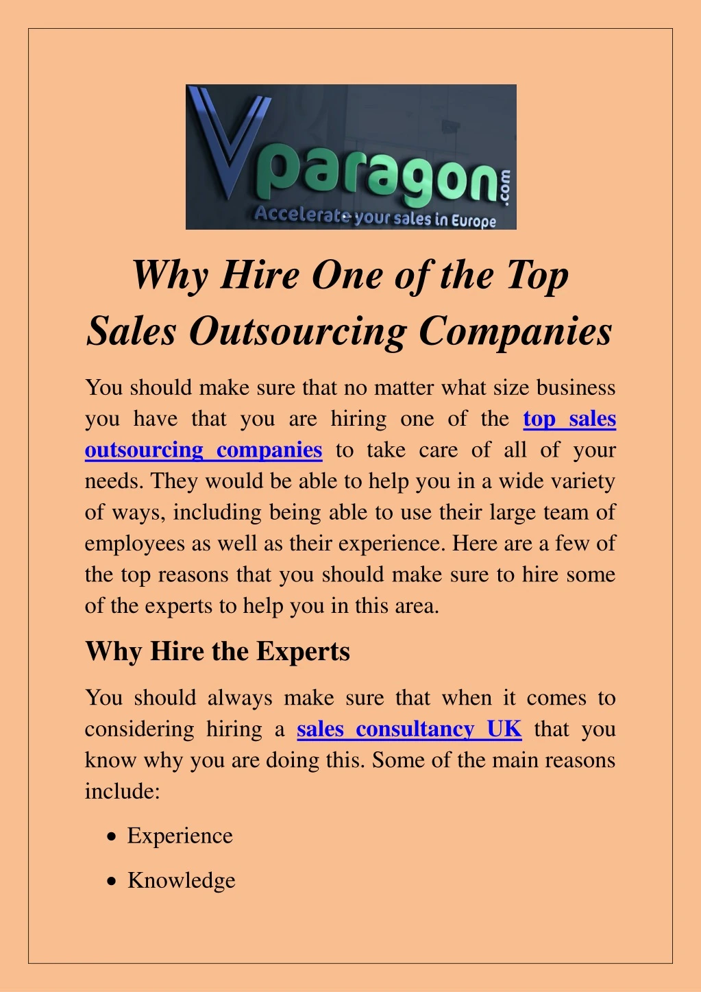 why hire one of the top sales outsourcing