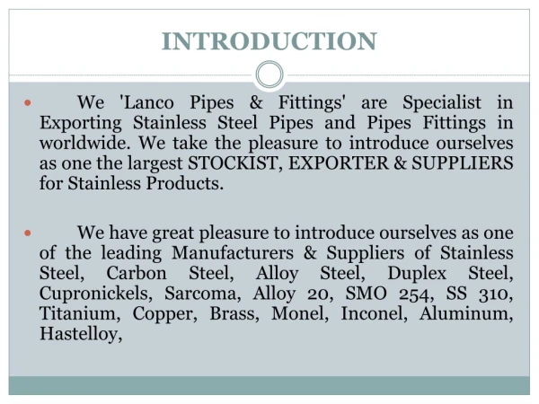 Manufacturer & Exporters Of types Of flanges & Pipes Fittings