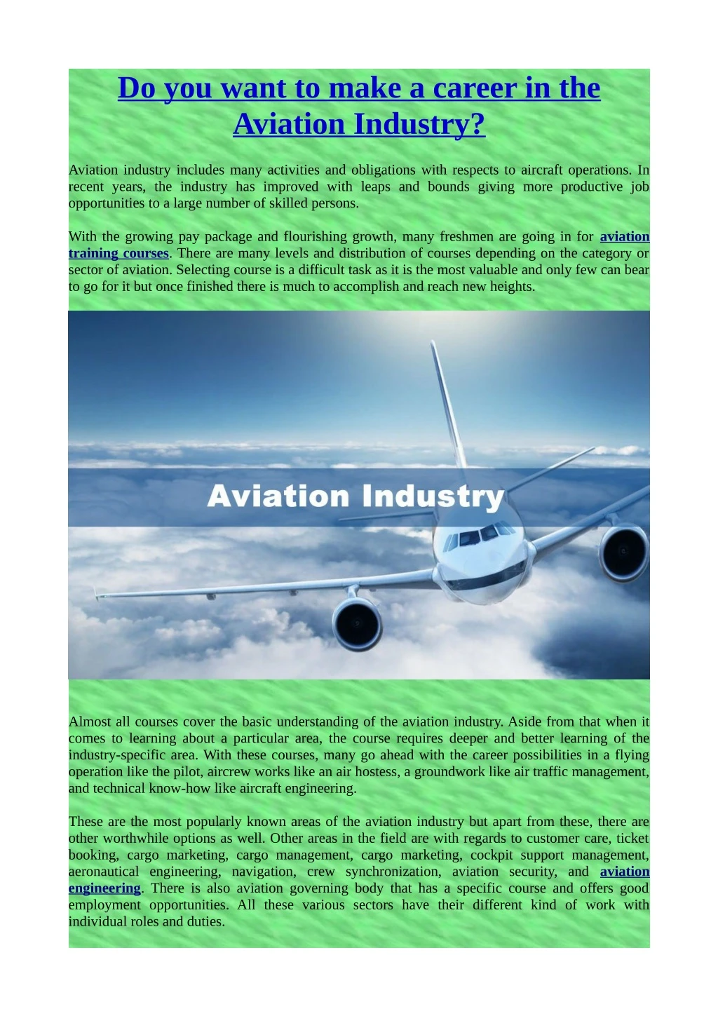 do you want to make a career in the aviation