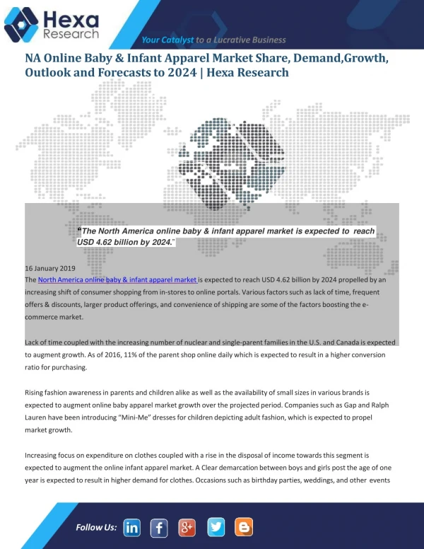 NA Online Baby & Infant Apparel Market Outlook and Forecast 2024: Growth Factors, Trends, Top Companies Analysis for Bus