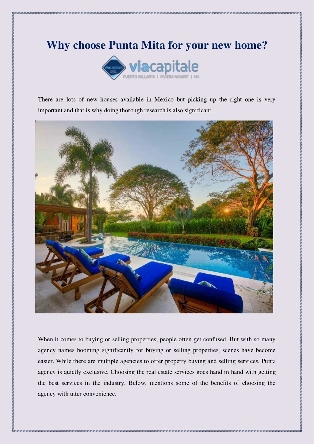 why choose punta mita for your new home
