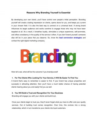 Reasons Why Branding Yourself is Essential | Digital Marketing Ideas - slide 1