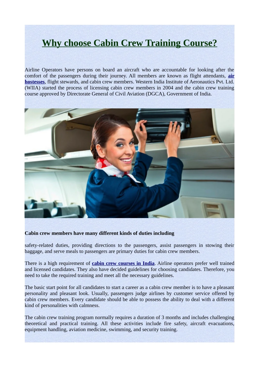 why choose cabin crew training course