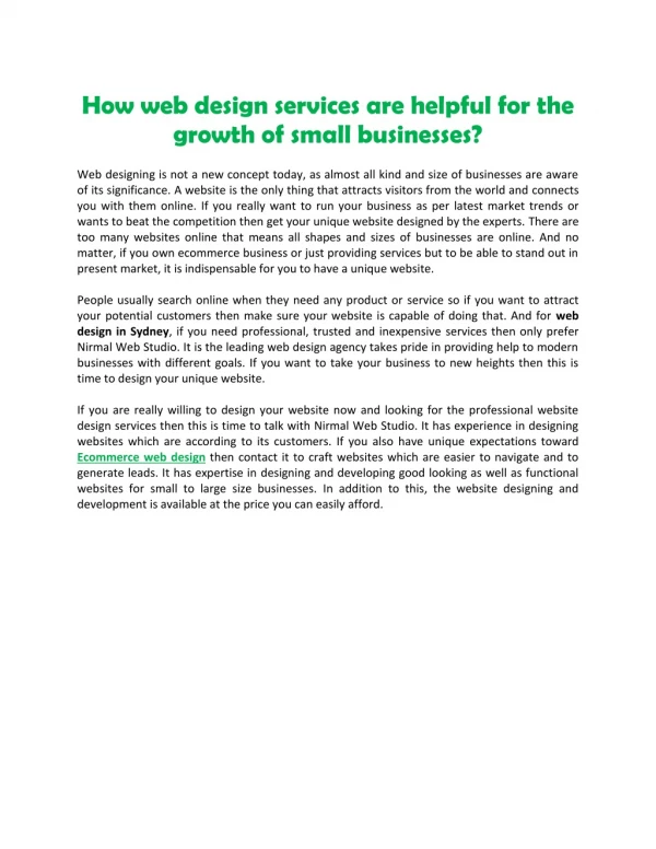 How web design services are helpful for the growth of small businesses?