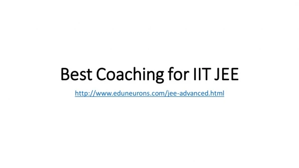 Best Coaching for IIT JEE