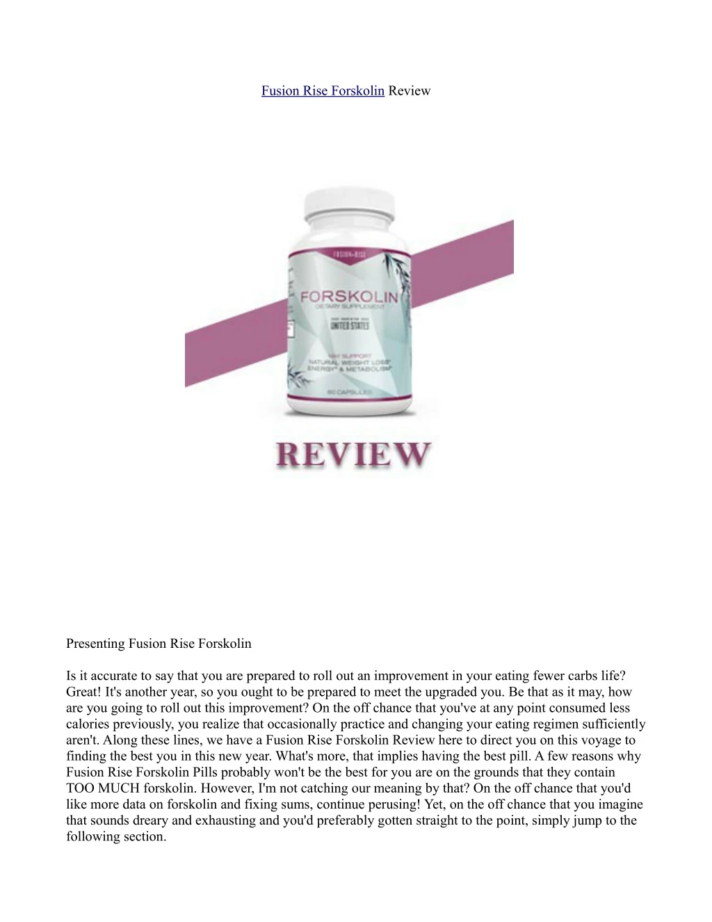 fusion rise forskolin review