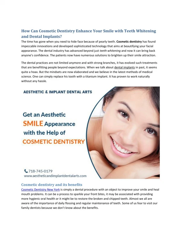 How Can Cosmetic Dentistry Enhance Your Smile with Teeth Whitening and Dental Implants?