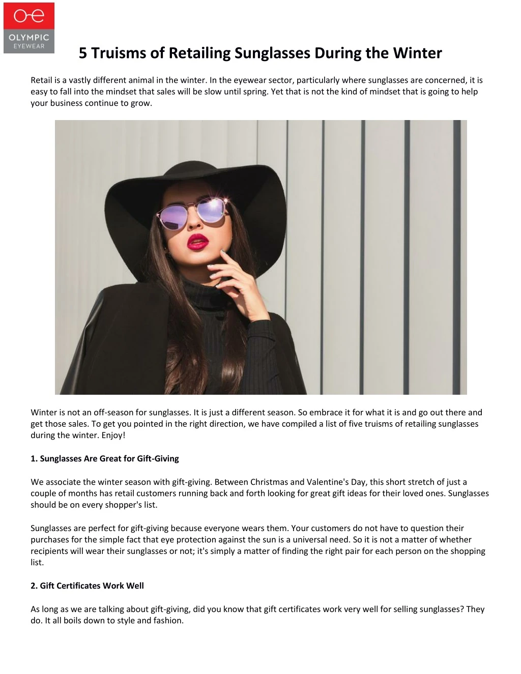 5 truisms of retailing sunglasses during