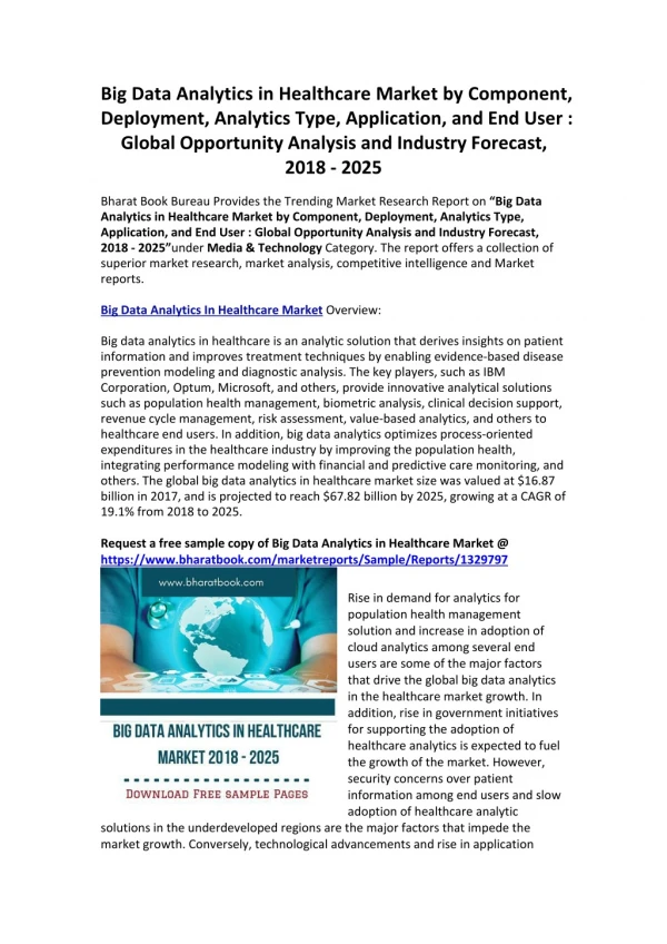 Big Data Analytics in Healthcare Market Research Report - Global Forecast to 2025