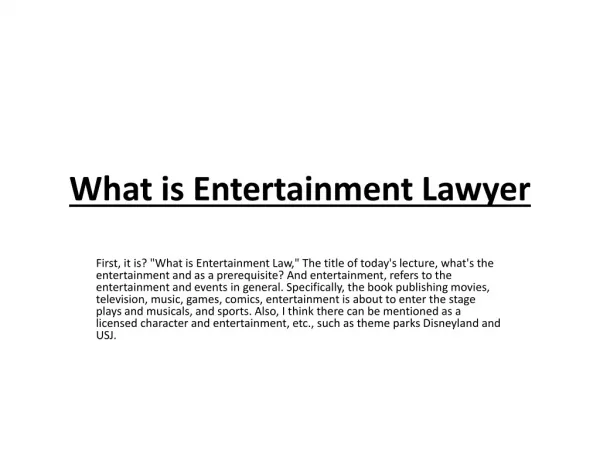 What is Entertainment Lawyer