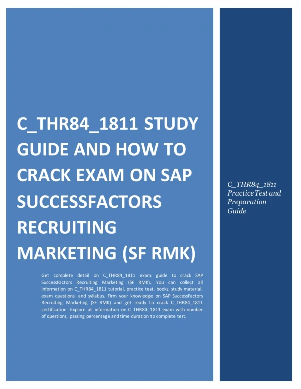 How to Prepare for C_THR84_1811 exam on SAP SuccessFactors Recruiting Marketing (SF RMK)