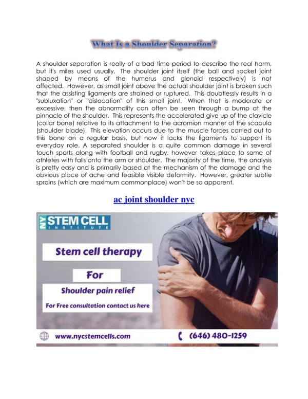 AC joint shoulder Pain Treatment In New York