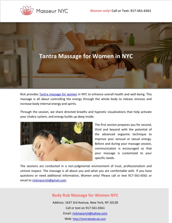 Tantra Massage for Women in NYC