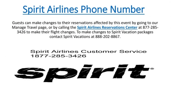 Spirit Airlines Phone Number 1-877-285-3426 Spirit Airlines Customer Service