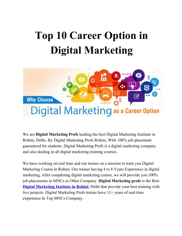 Top 10 Career Options After Digital Marketing