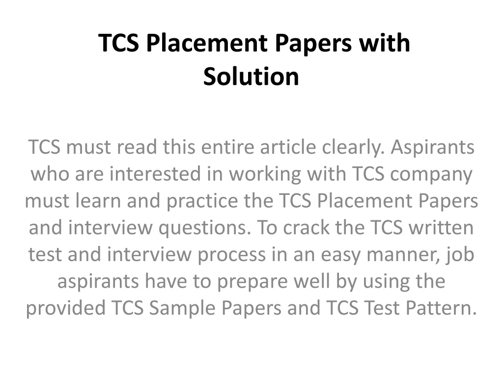 tcs placement papers with solution