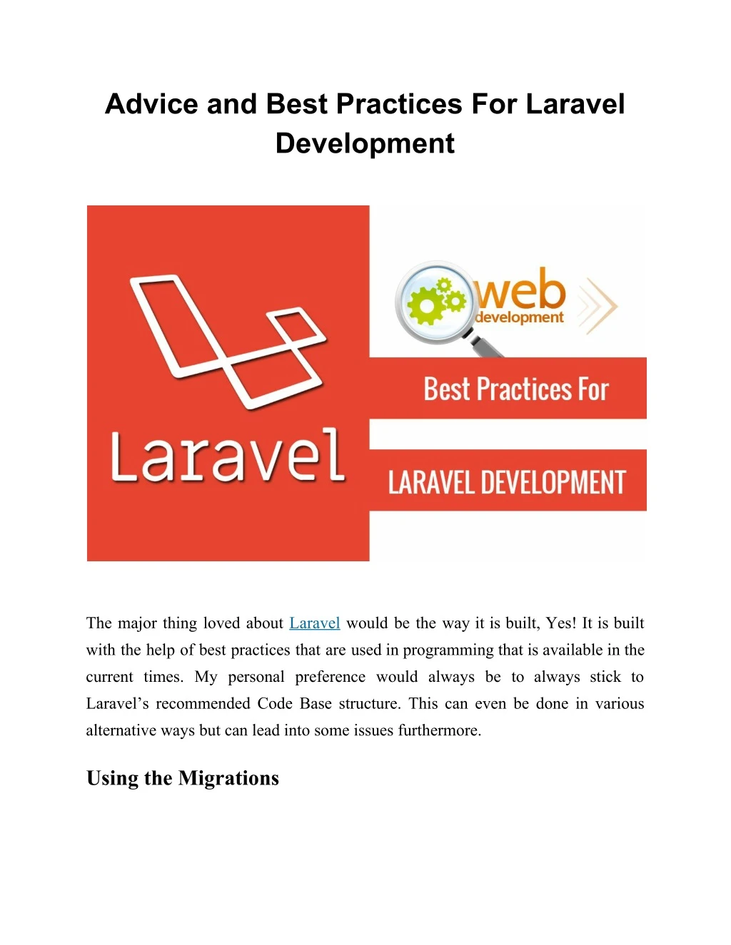 advice and best practices for laravel development