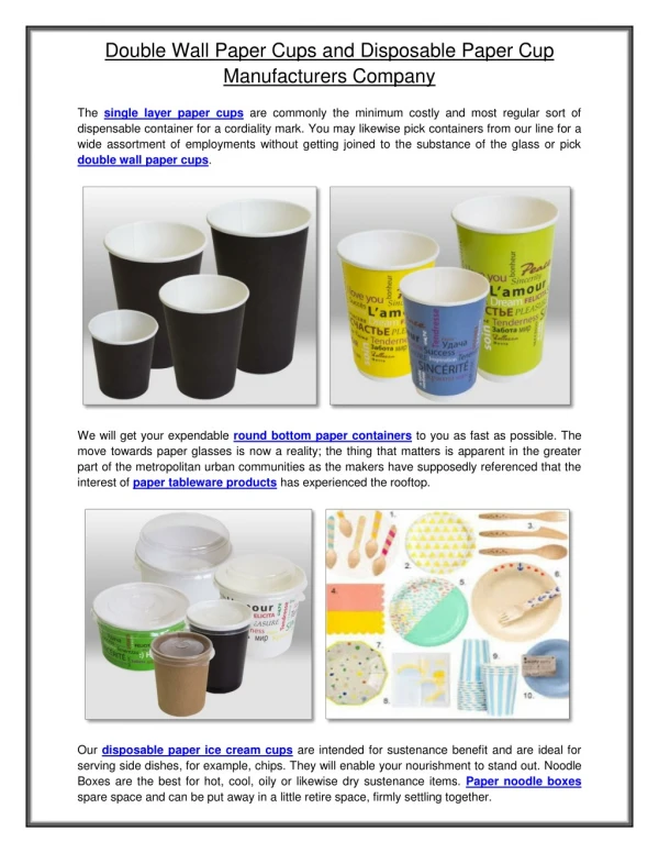 Double Wall Paper Cups and Disposable Paper Cup Manufacturers Company