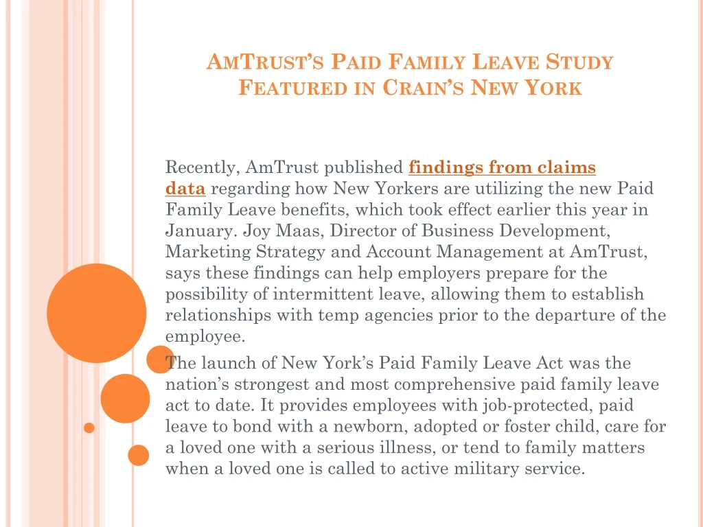amtrust s paid family leave study featured in crain s new york