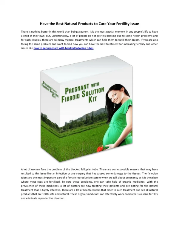 Have the Best Natural Products to Cure Your Fertility Issue