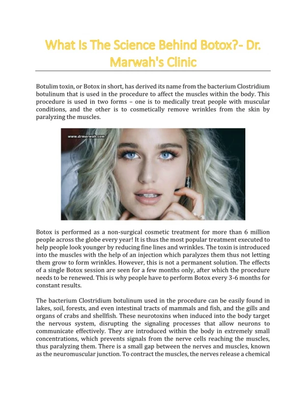 What Is The Science Behind Botox? - Dr. Marwah's Clinic