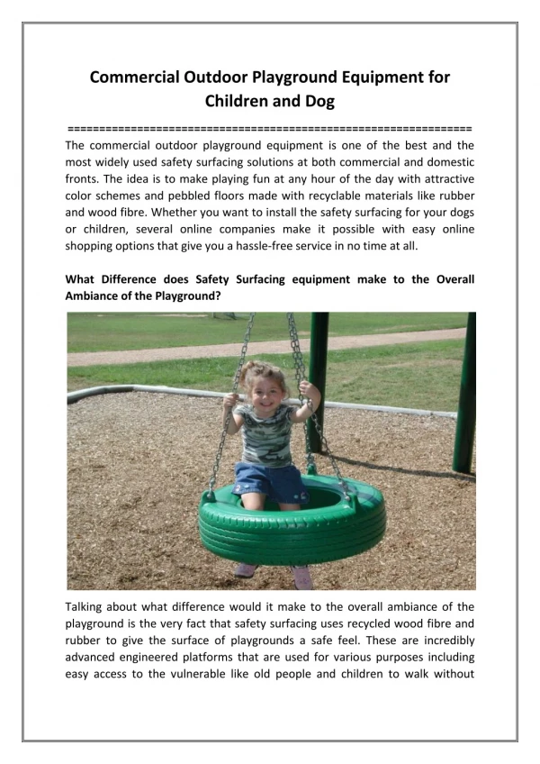 Commercial Outdoor Playground Equipment for Children and Dog
