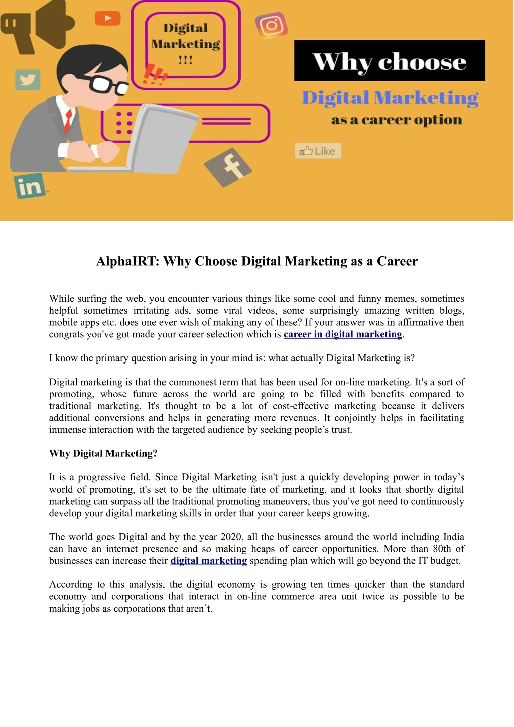 alphairt why choose digital marketing as a career