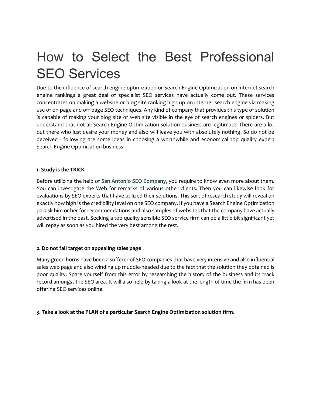 how to select the best professional seo services