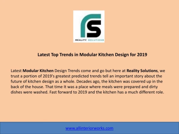 Latest Top Trends in Modular Kitchen Design for 2019 - Reality Solutions