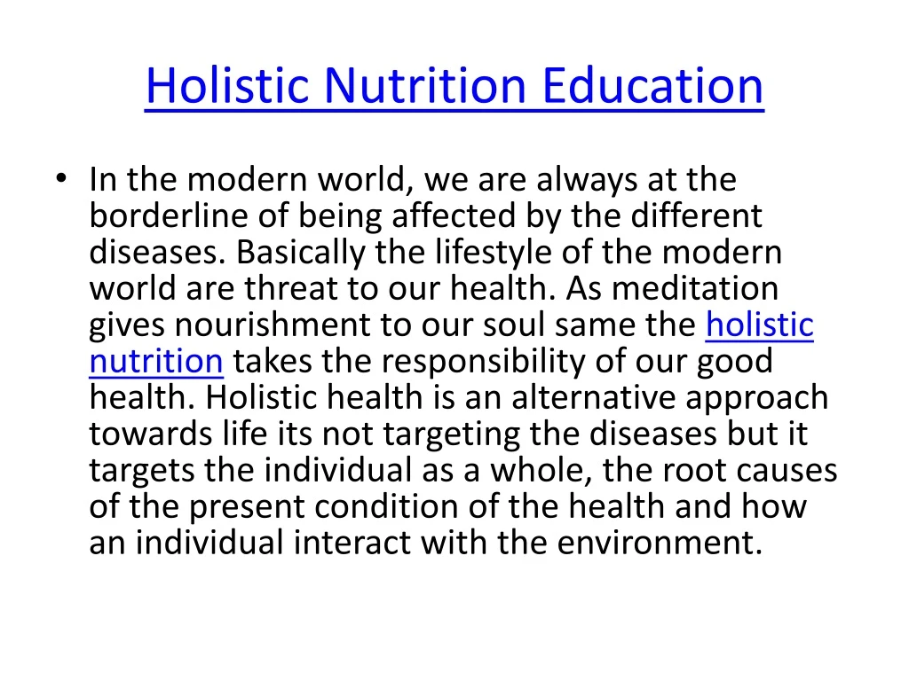 holistic nutrition education