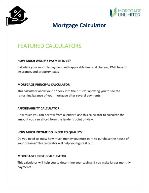 Best Mortgage Calculator - Mucloan